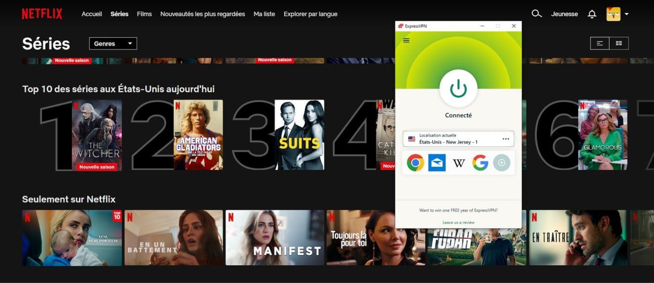 Netflix US avec ExpressVPN depuis la France