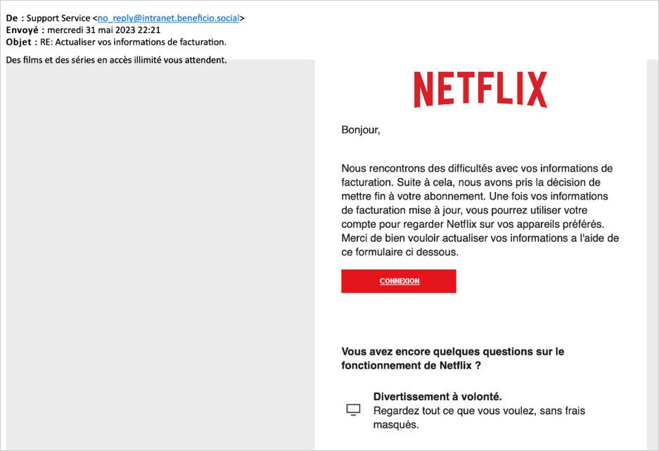 email arnaque netflix