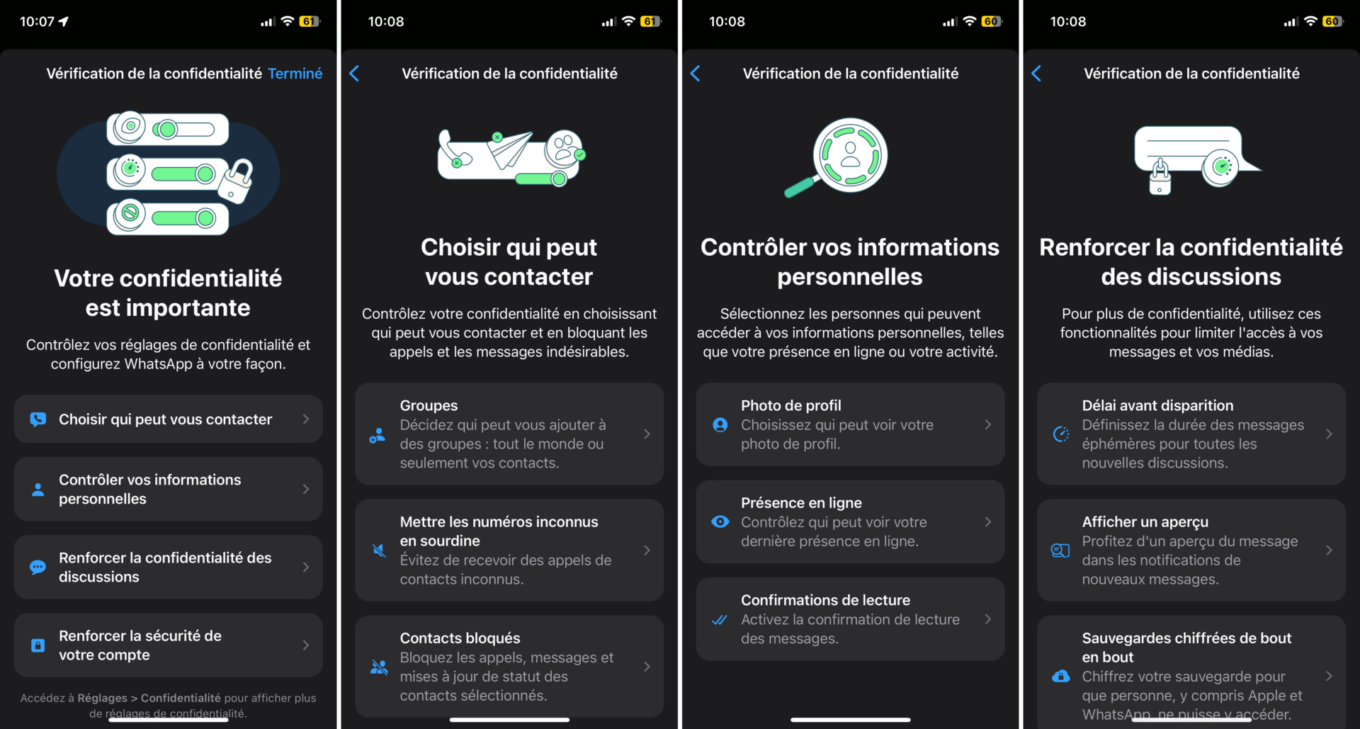 WhatsApp confidentialité 