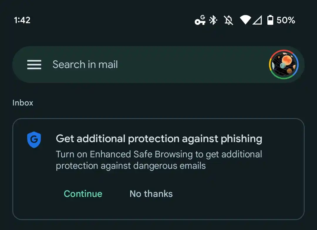 protección mejorada de navegación segura de gmail