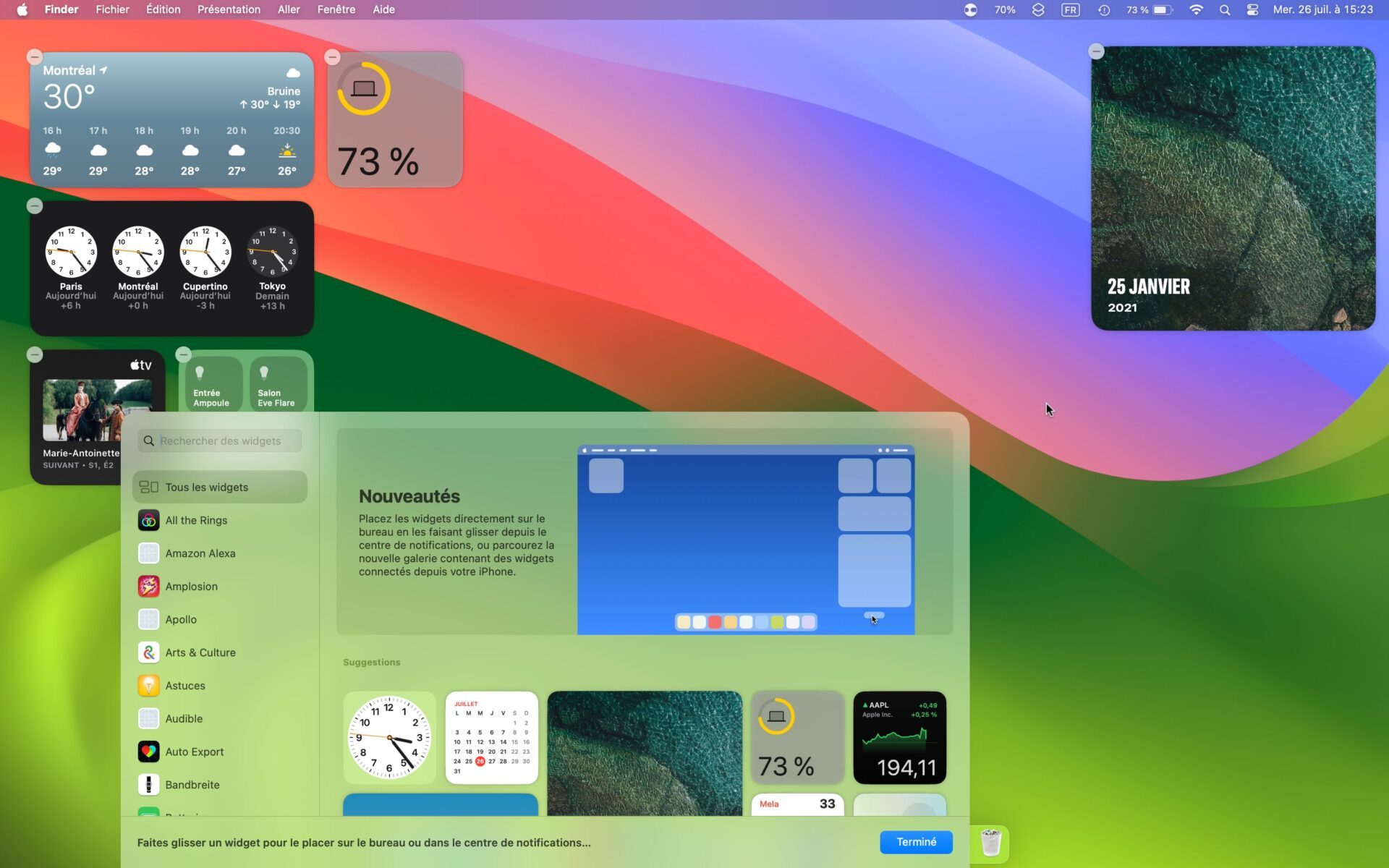 MacOS Sonoma Widgets Screen