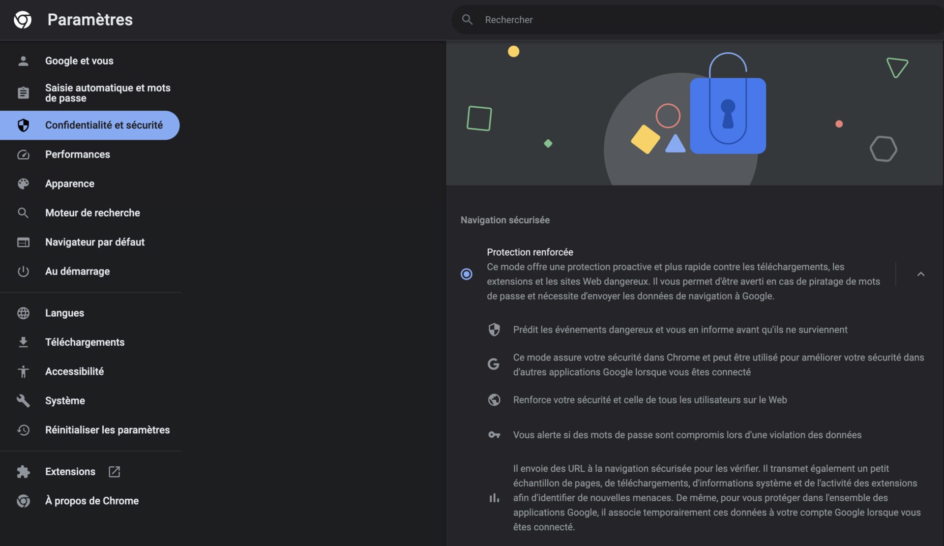 protection renforcee google chrome