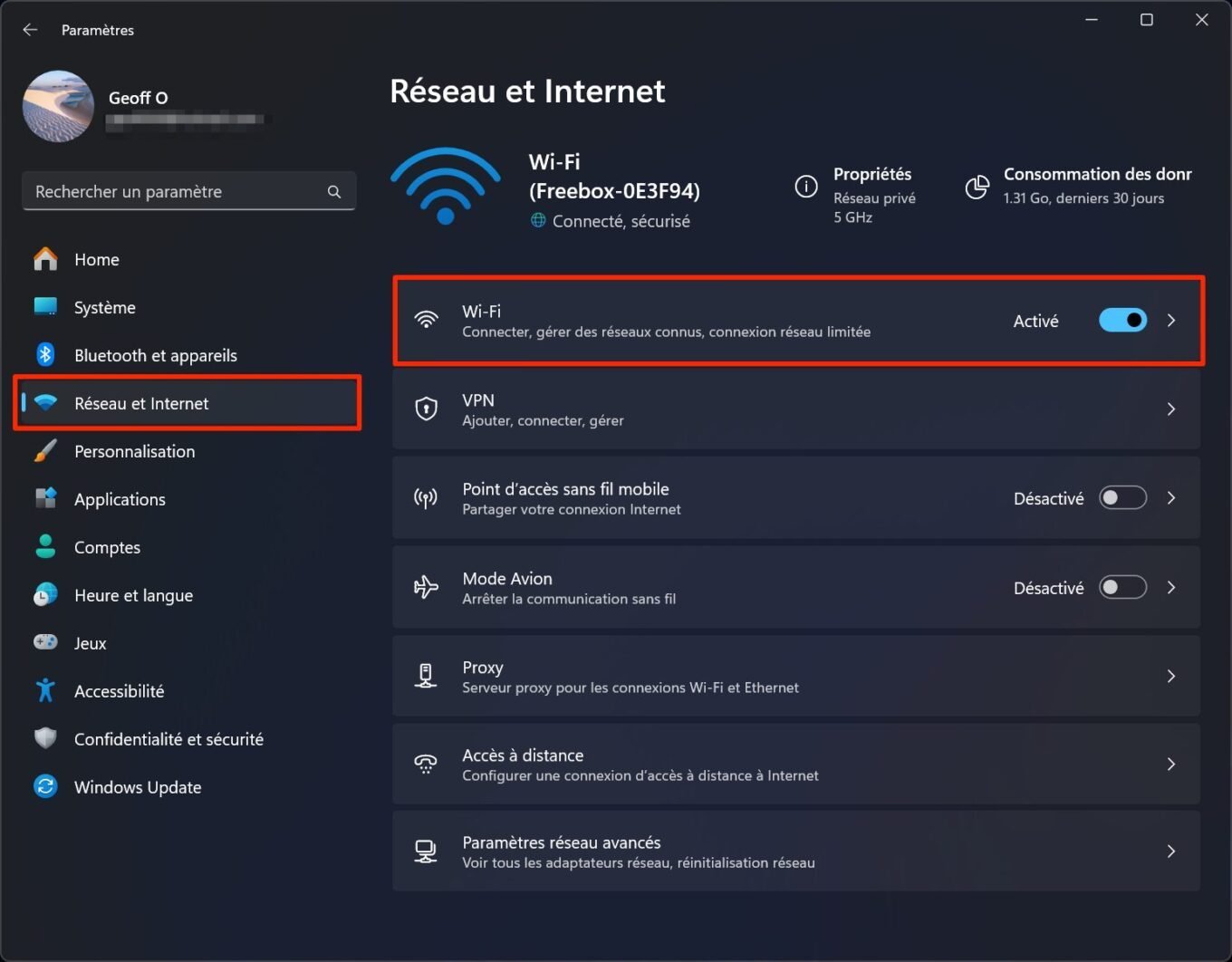 Windows 11 récupérer mot de passe Wi-Fi