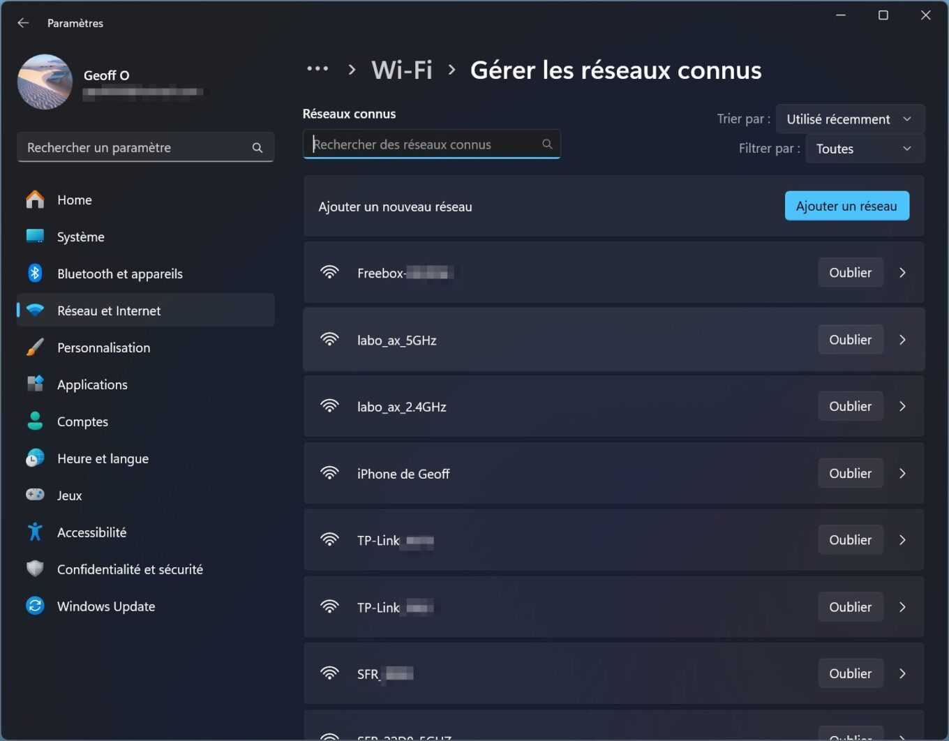 Windows 11 récupérer mot de passe Wi-Fi