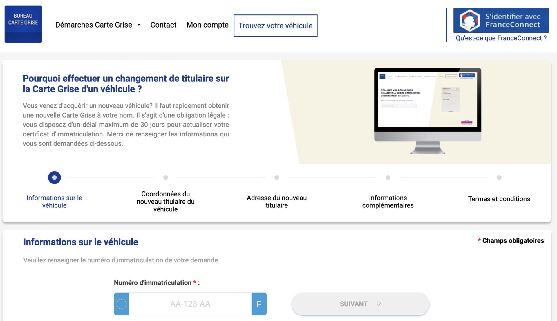 Capture d'écran du site bureau-carte-grise.fr