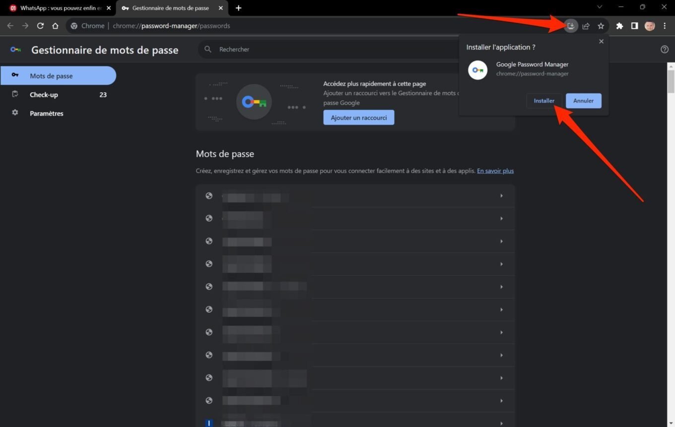 Raccourci Mots De Passe Google Installer