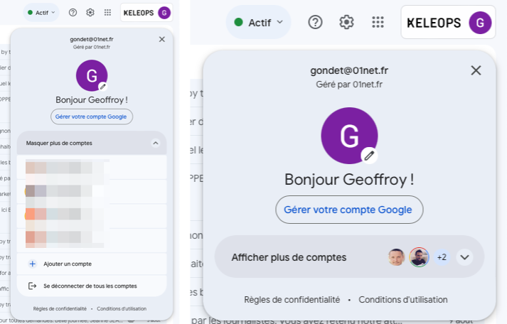 Sélecteur de compte google