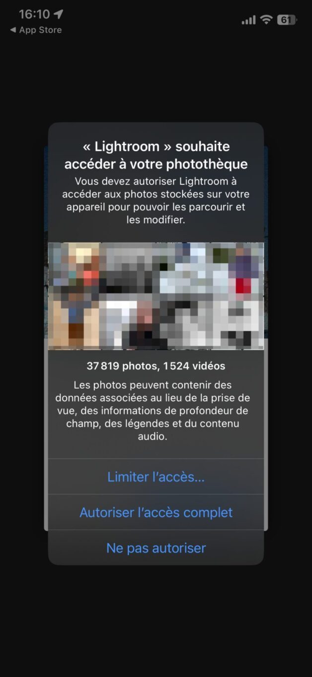 iOS 17 autorisations d'accès