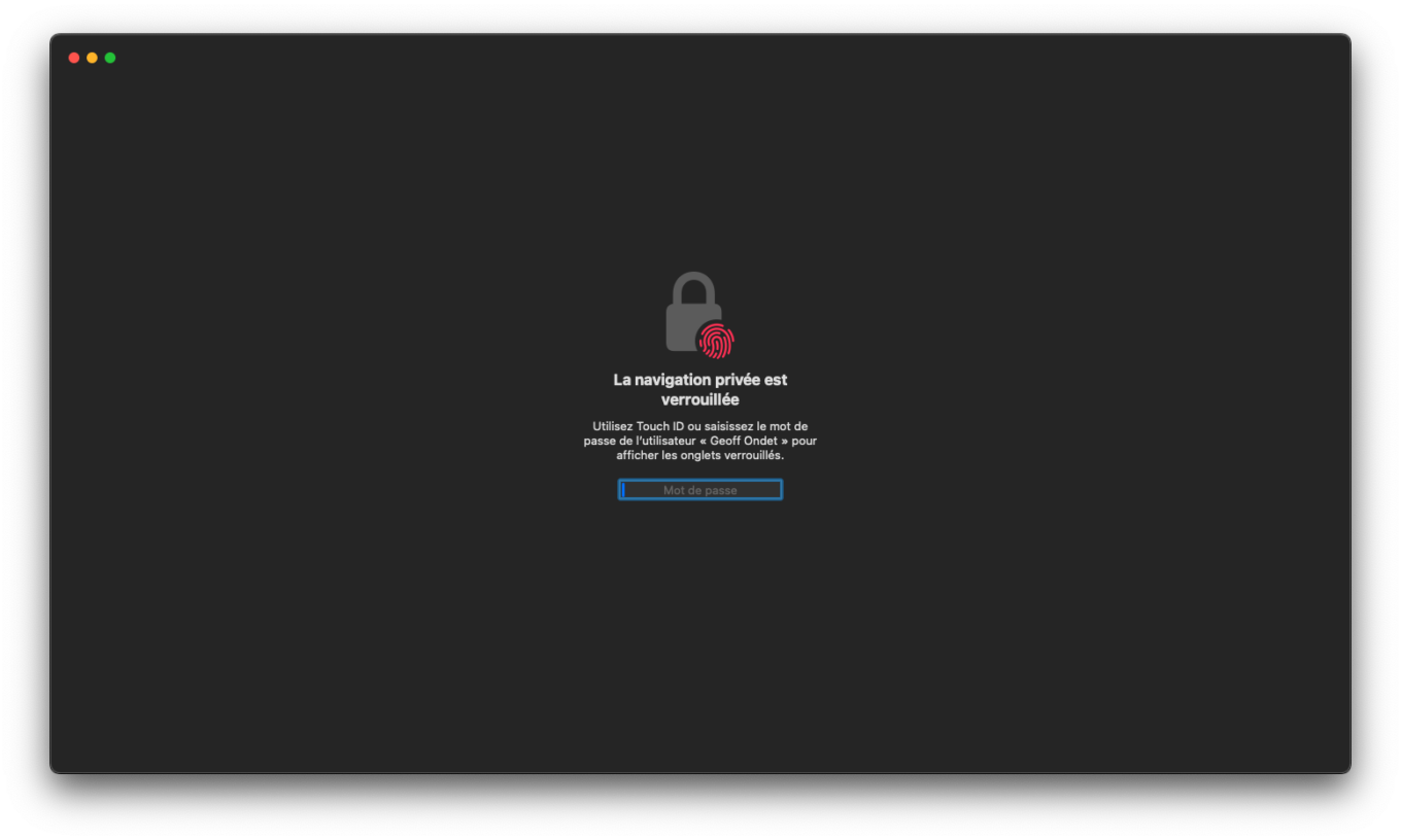 macOS Sonoma navigation privée verrouillée