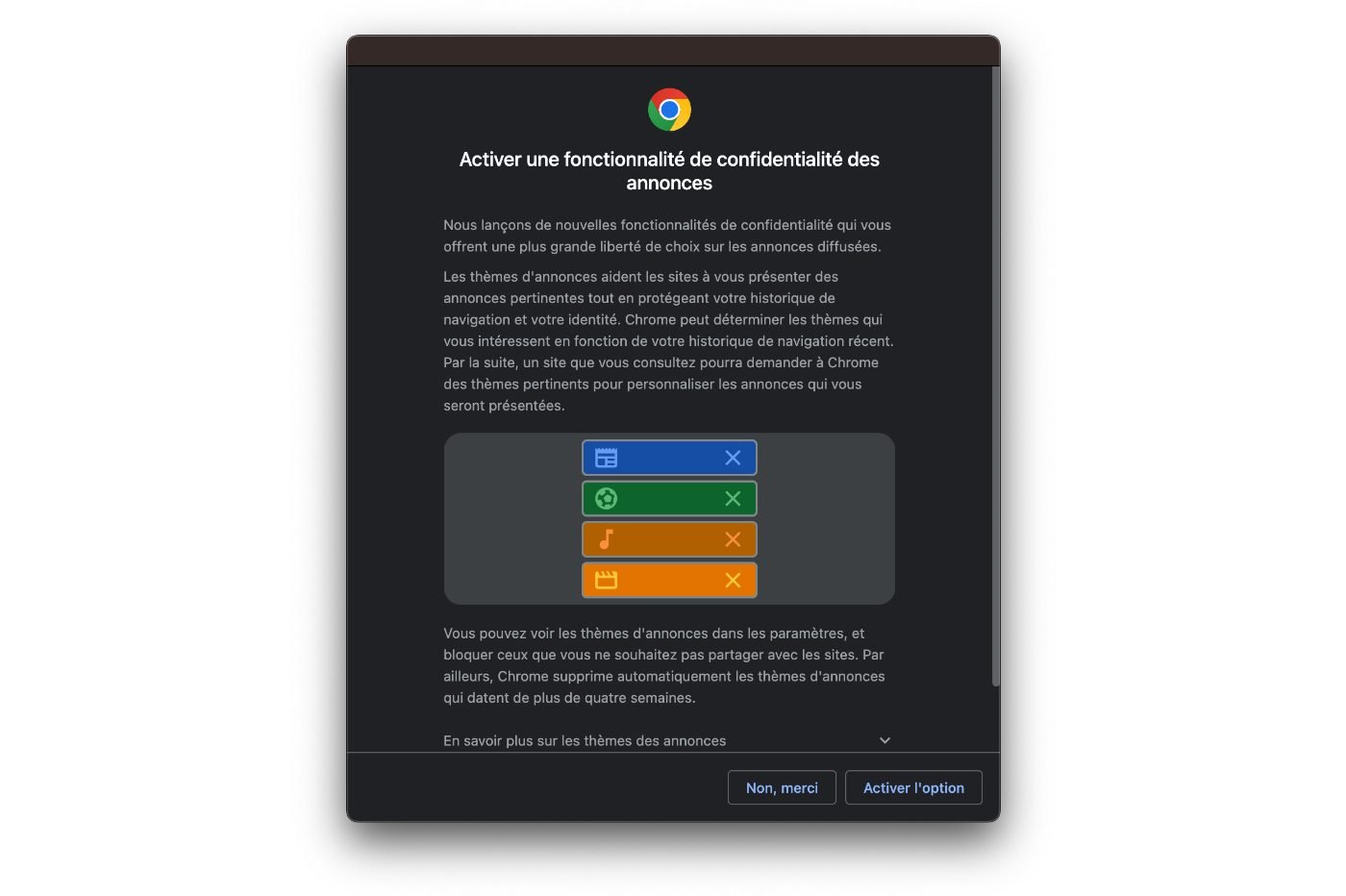 How do you prevent Google Chrome from using your browsing history to display personalized ads?