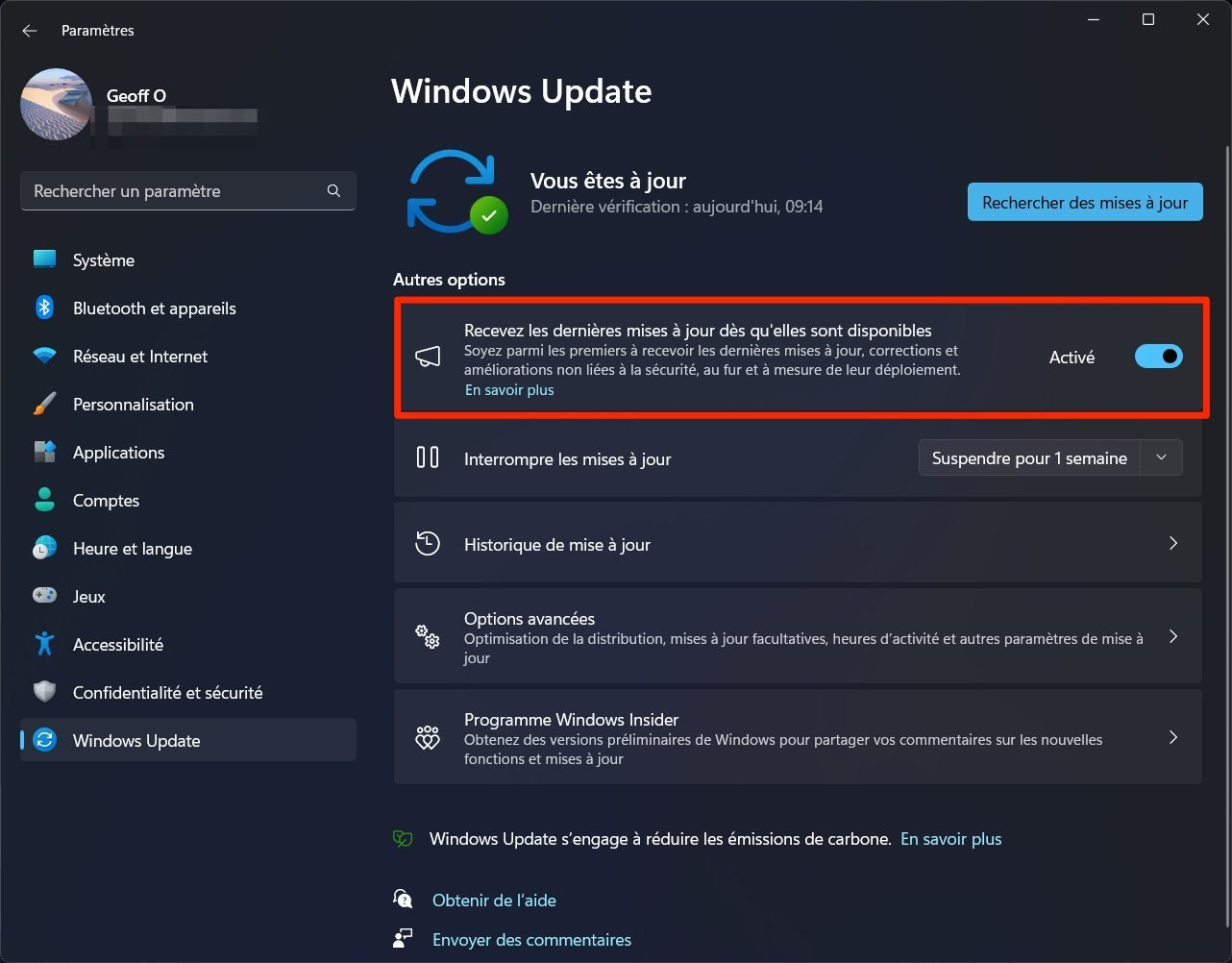 Windows 11 Recevoir Mises à Jour En Avance