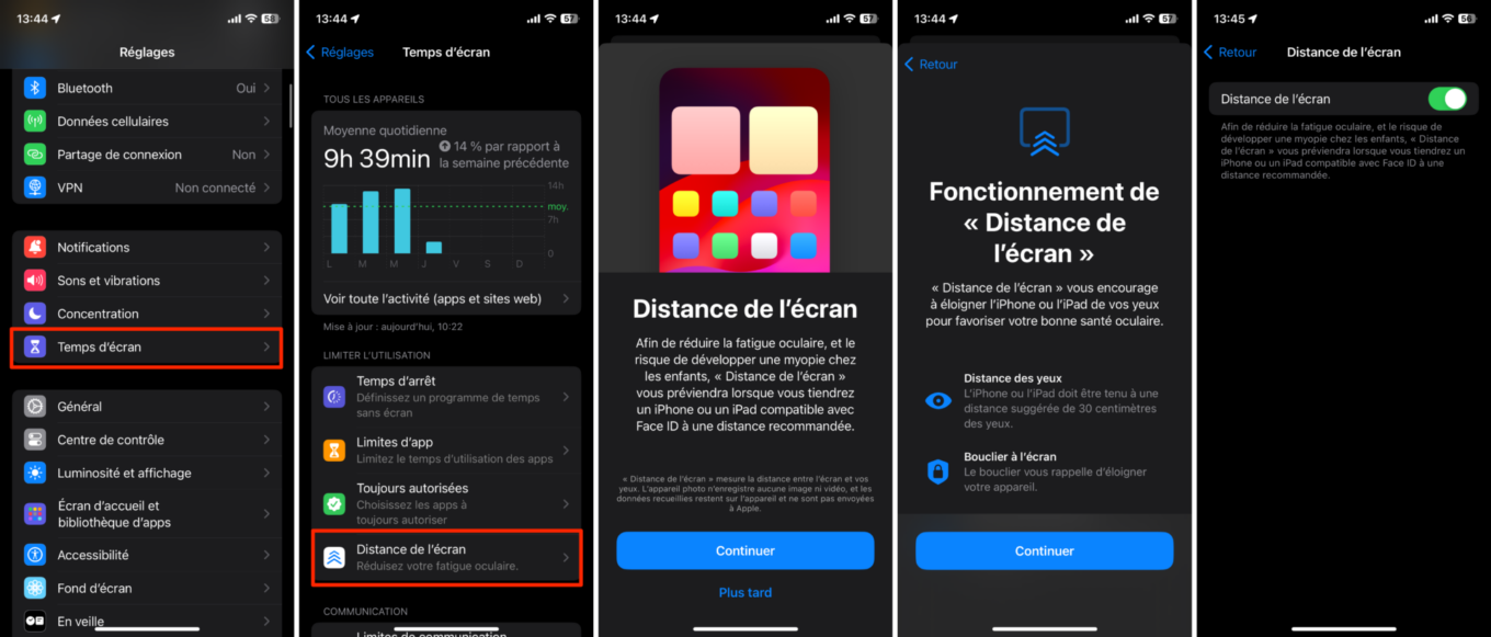 Ios 17 Distance écran