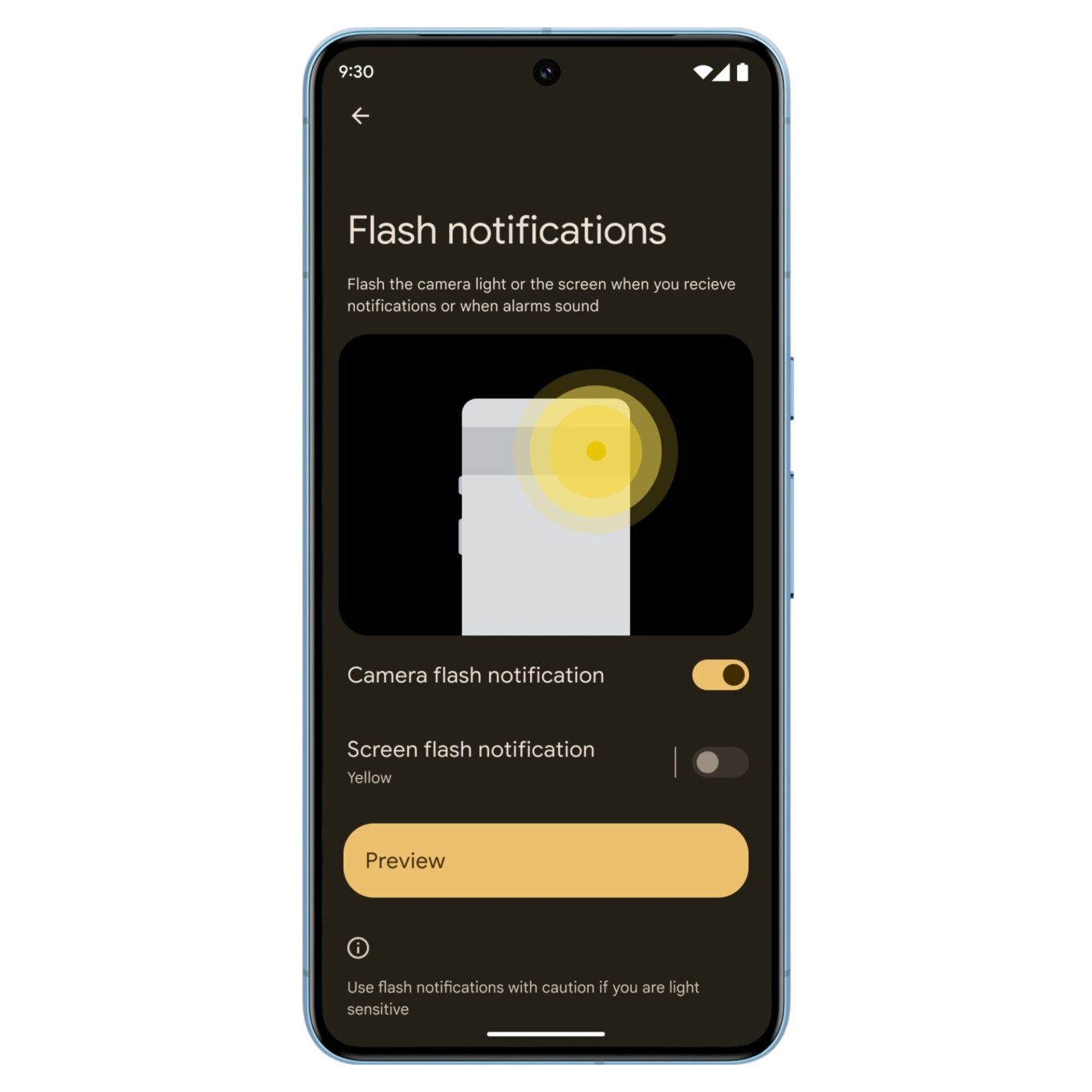 Android 14 foto 10 notifiche flash