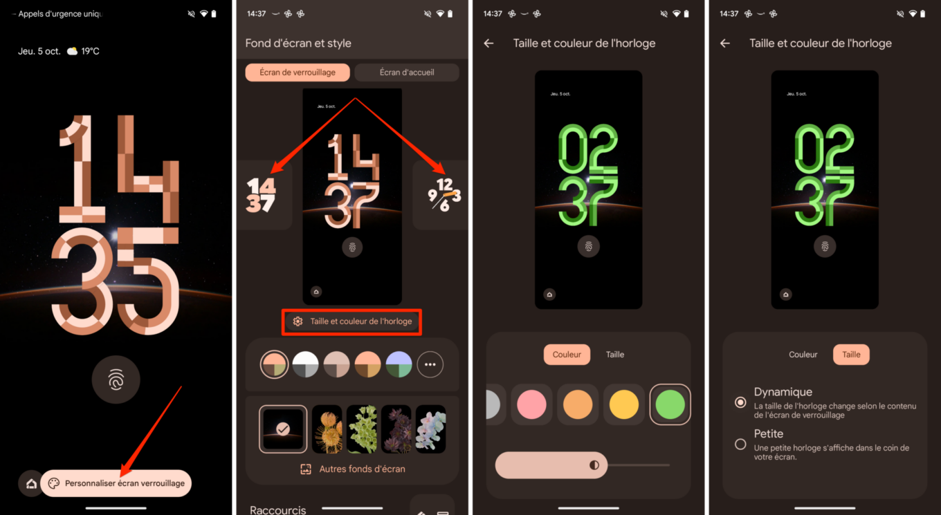 Android 14 Personnalisation Horloge