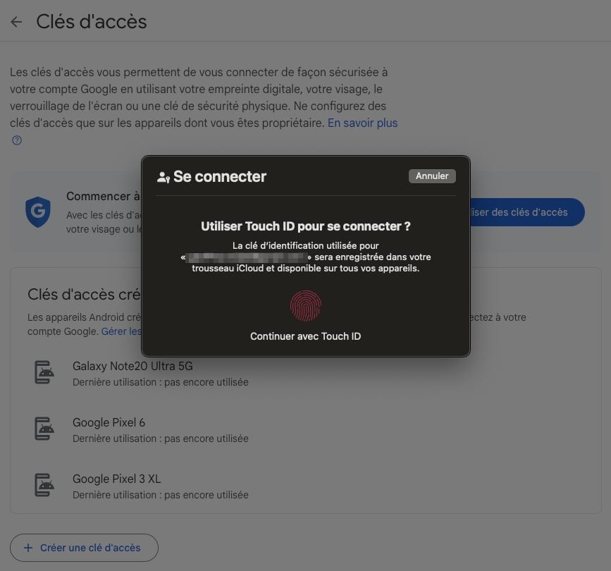 Clé D Accès Google Authentification