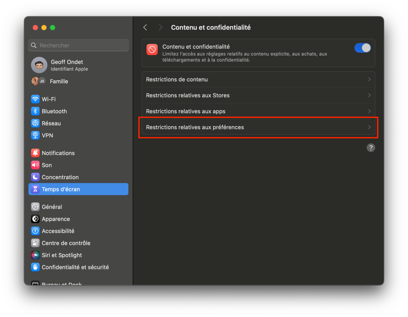 Macos Sonoma Restrictions Relatives Aux Préférences