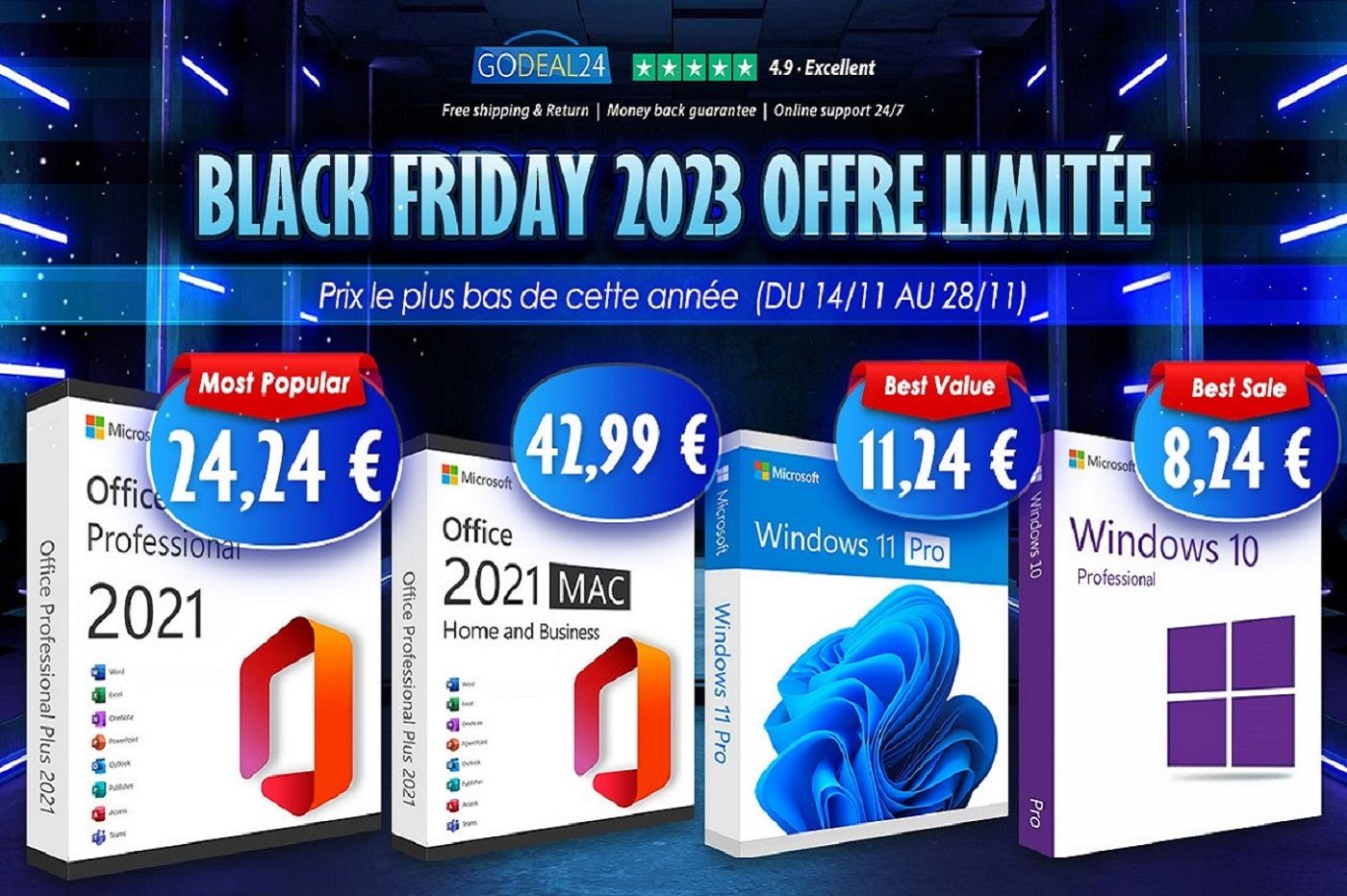 Black Friday 2023 : Microsoft Office 2021 à vie pour 14€ et Windows 11 à  9€, les prix les plus bas de l'année sont là !