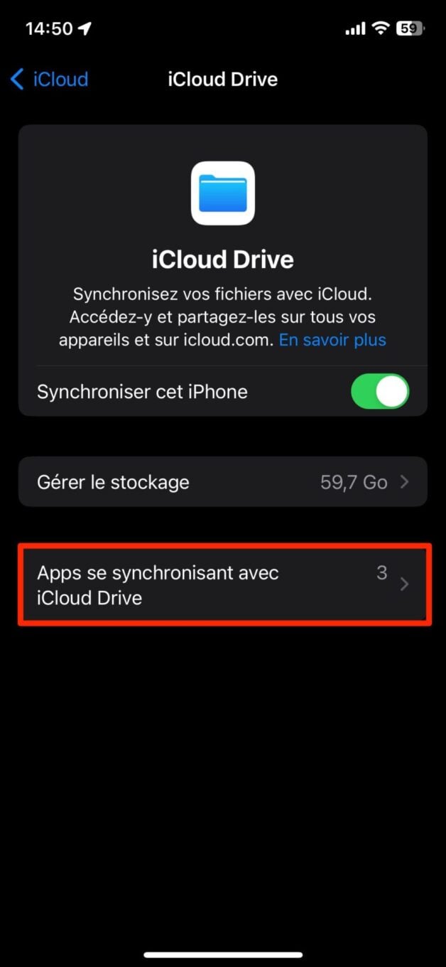 iCloud synchro iOS