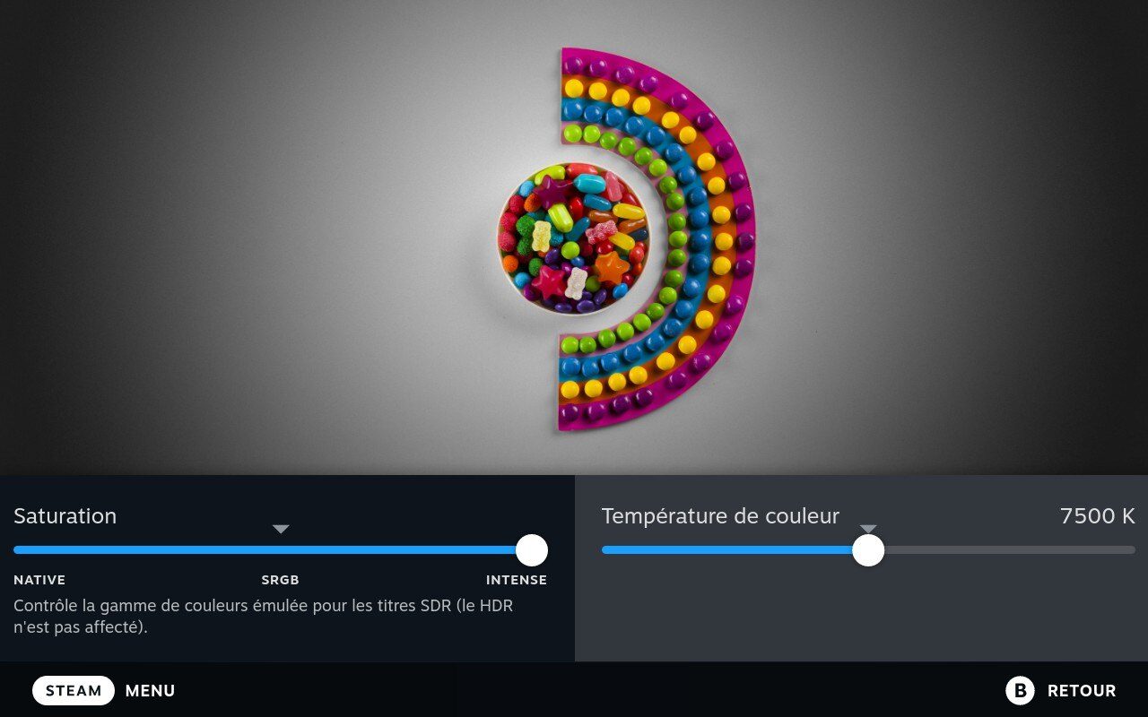 Steam Deck Réglage Couleurs