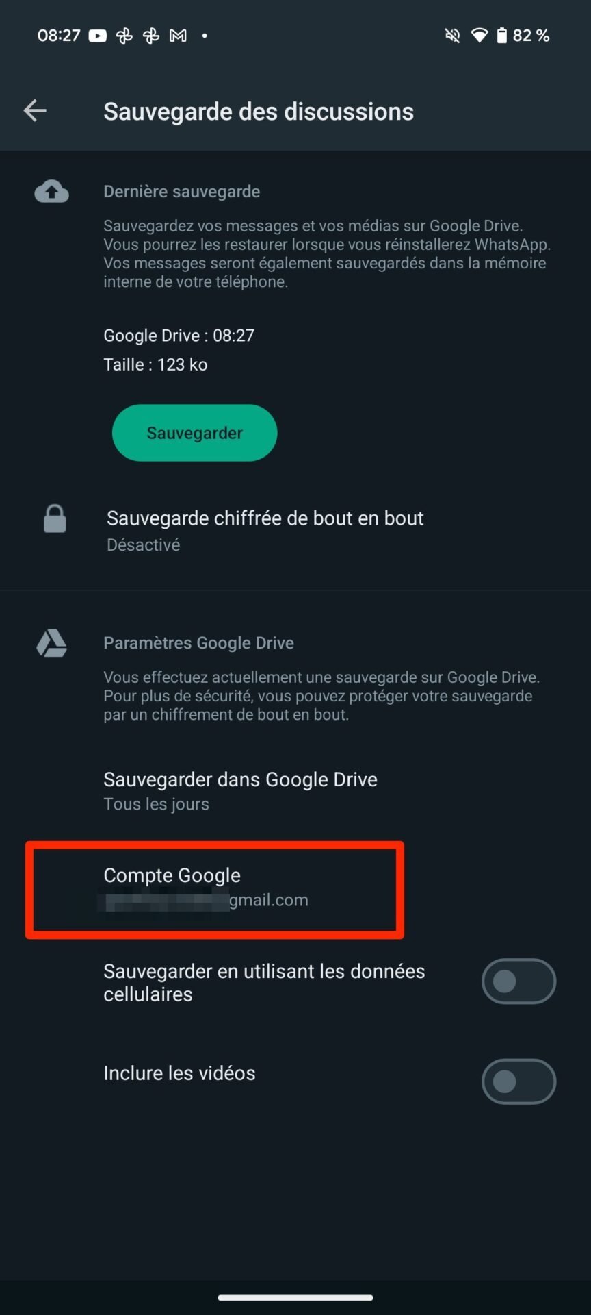 Backup su WhatsApp Google Drive 3