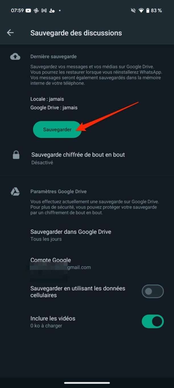 Whatsapp Sauvegrde Google Drive 6