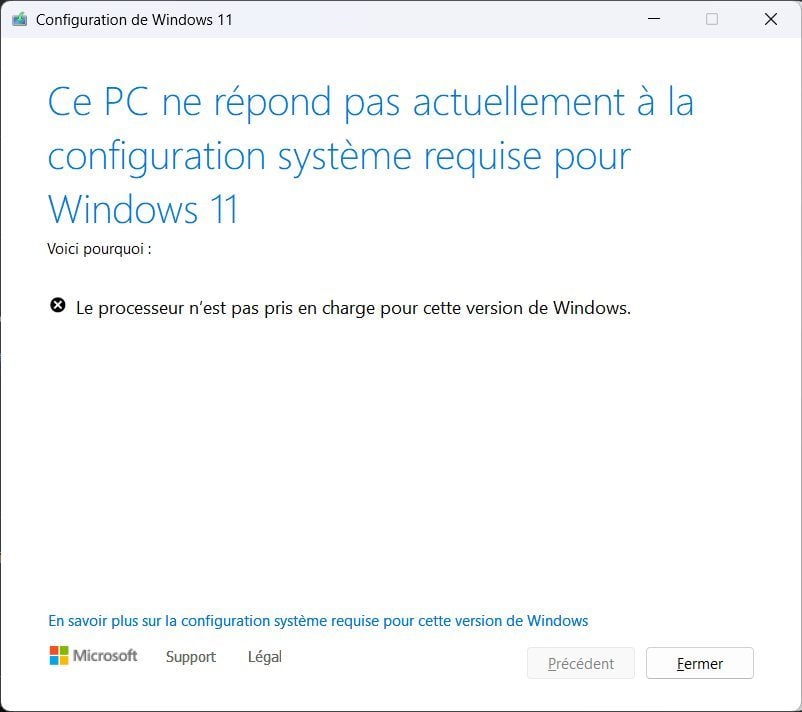 Windows 11 Ce Pc Ne Répond Pas à La Configuration Système Requise Pour Windows 11