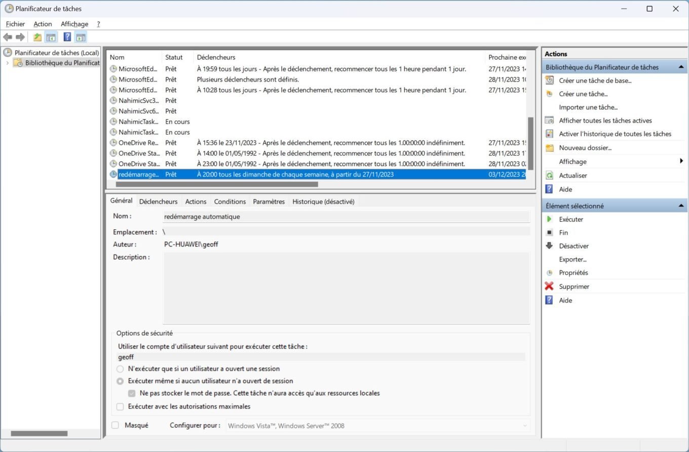 Windows 11 Planifier Redémarrage Automatique13