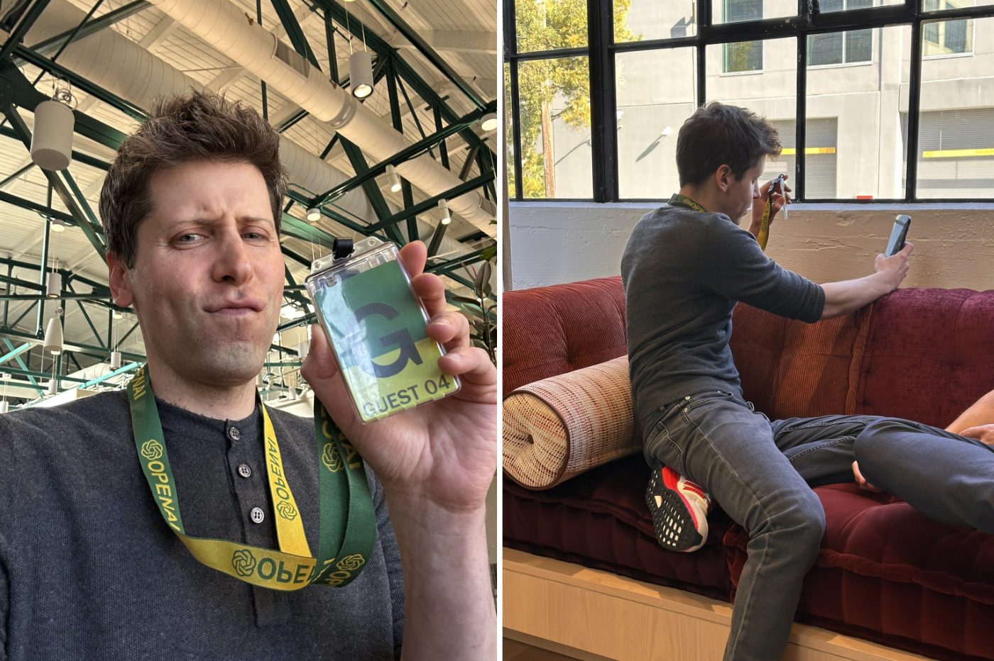 Sam Altman Retour Bureaux Openai Badge Visiteur