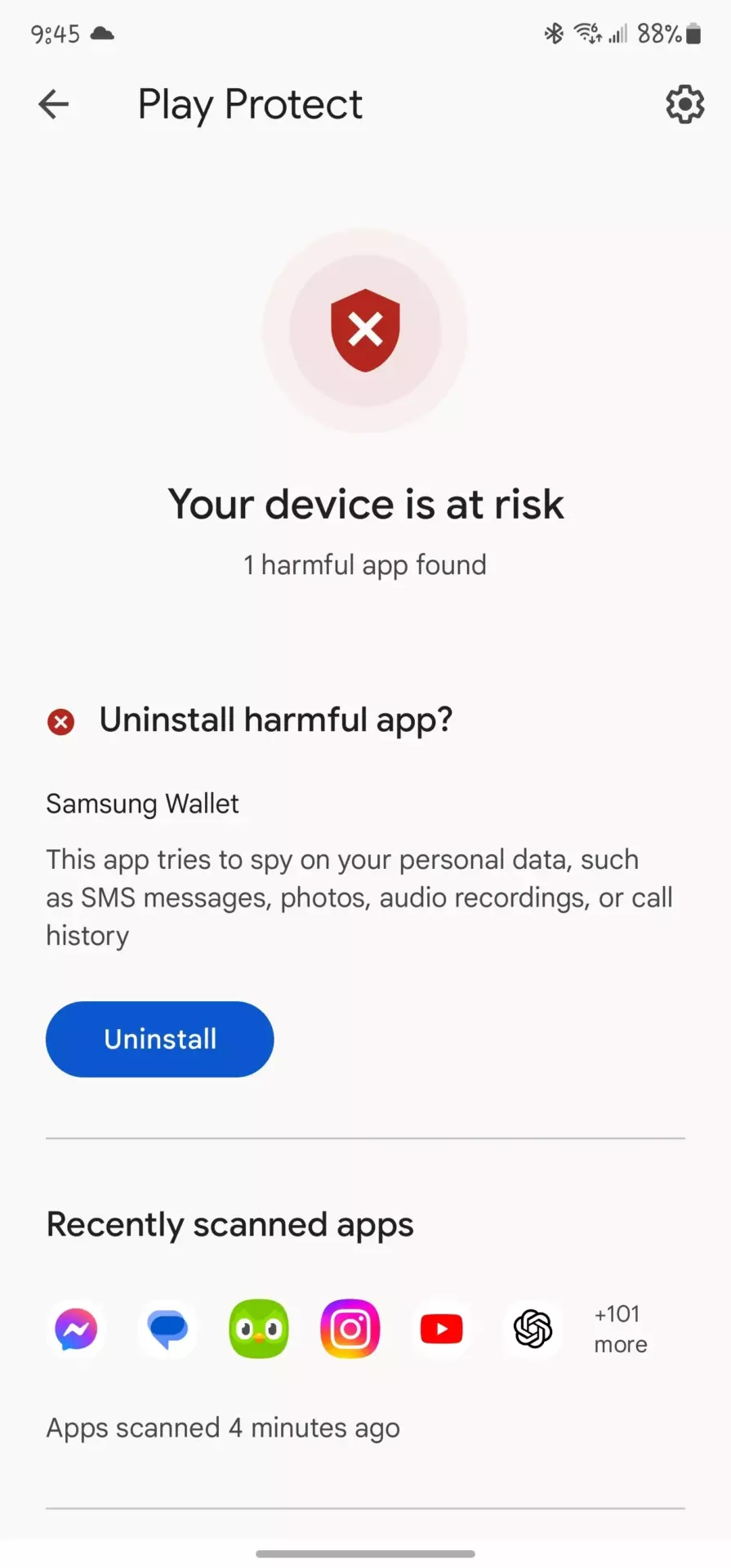 Samsung Wallet Dangereux Play Protect