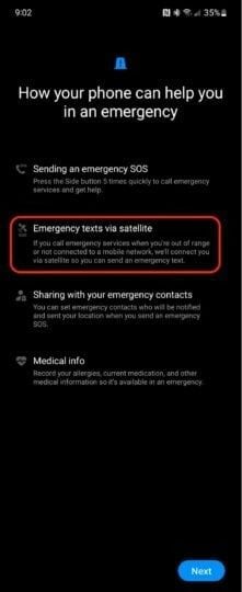 Samsung Galaxy S24 Emergency Tex