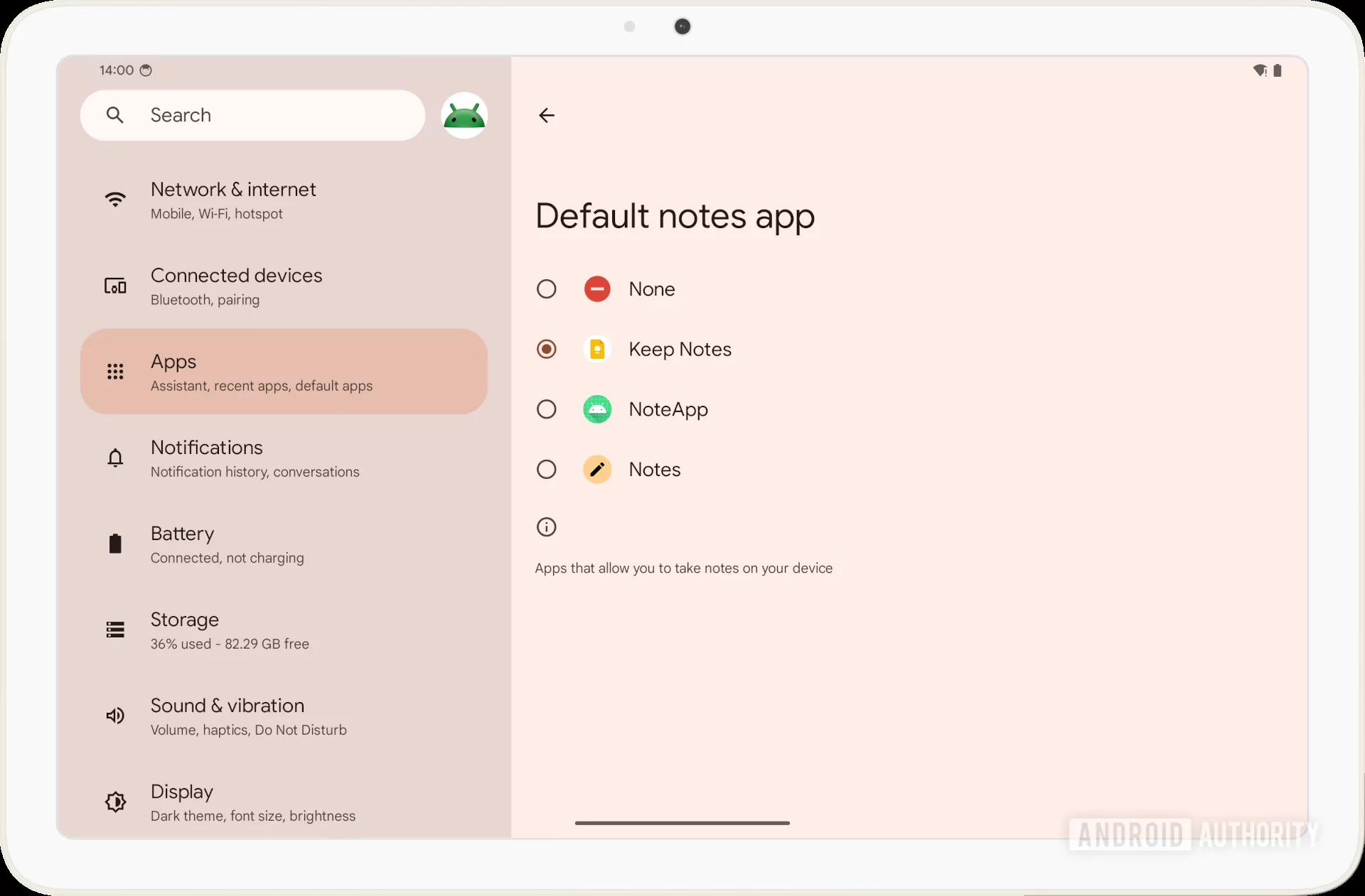 Application Note Par Defaut Android