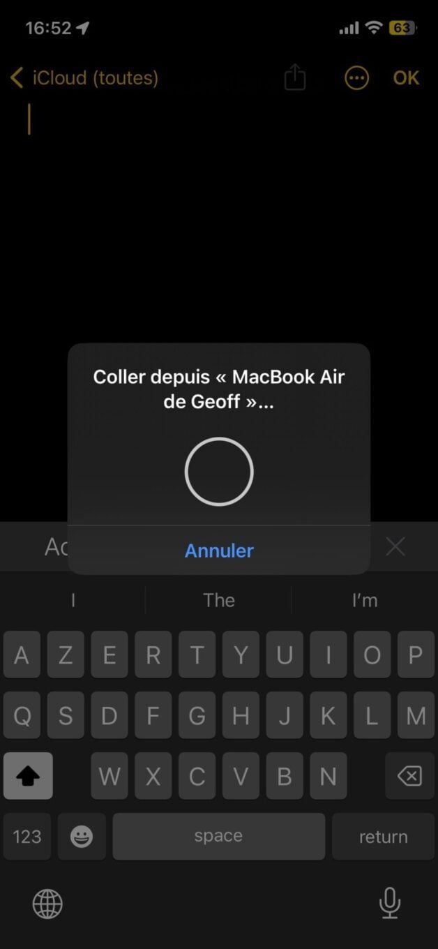 Ios Copier Coller D'un Appareil à Un Autre