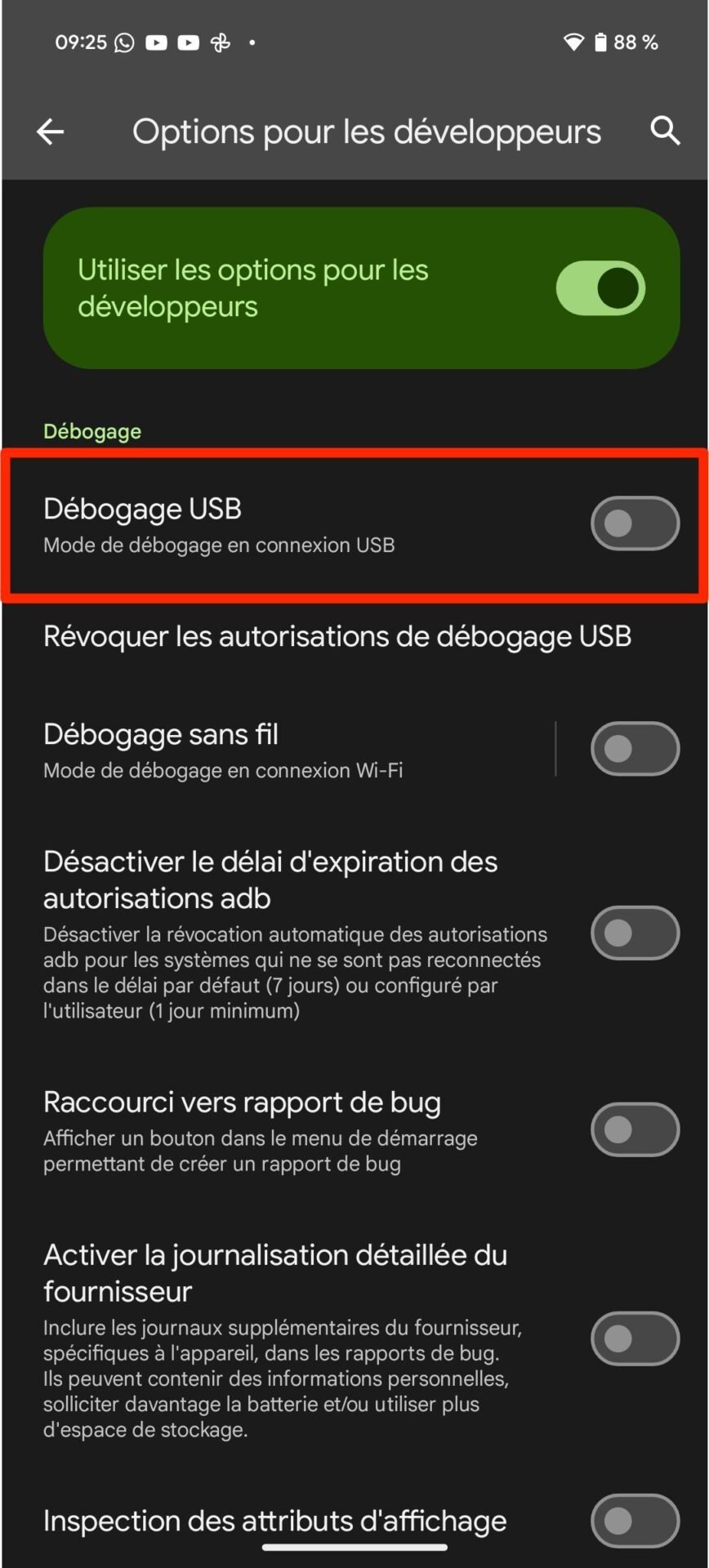 Android Débogage Usb3