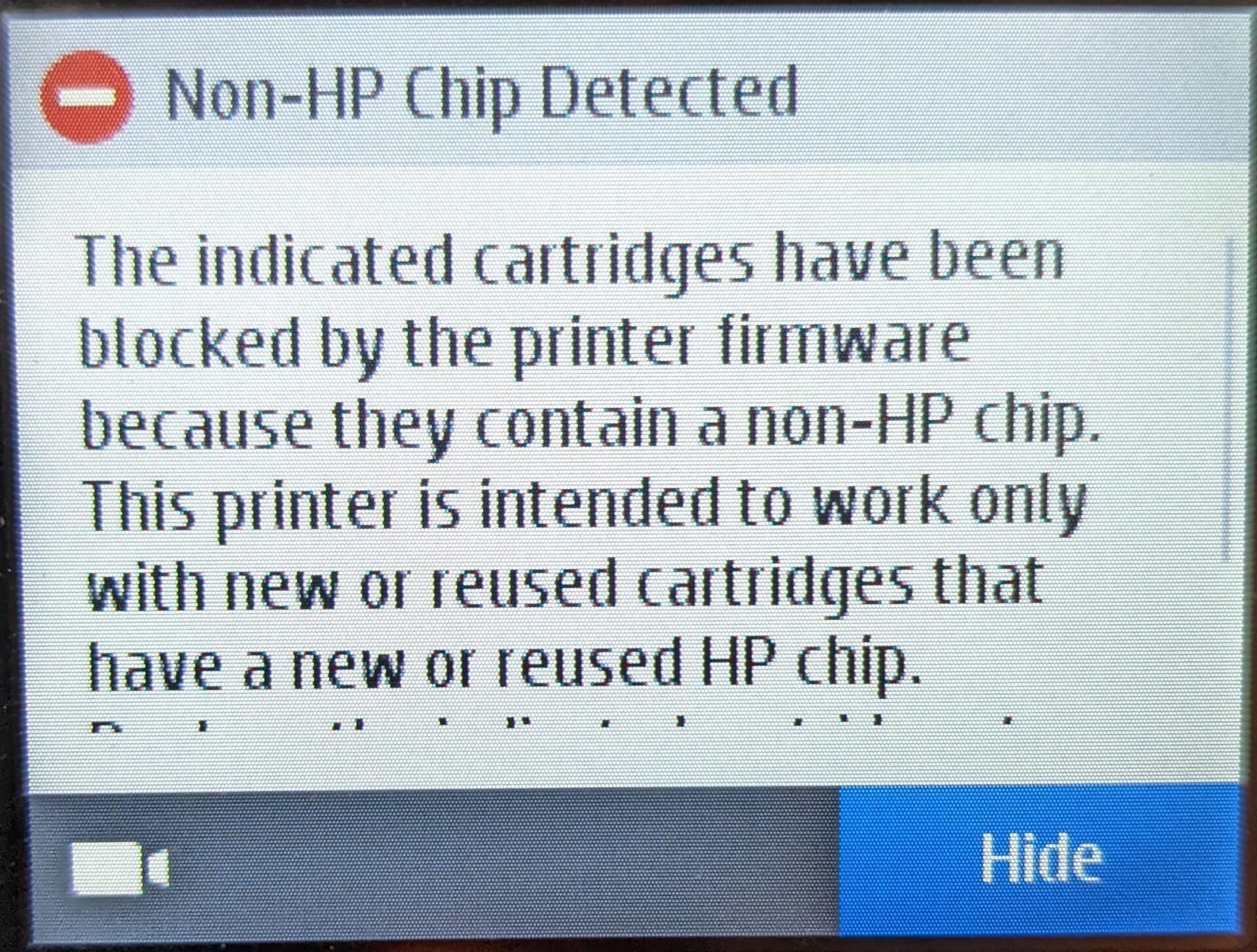 Hp Message Firmware Cartouche Encre