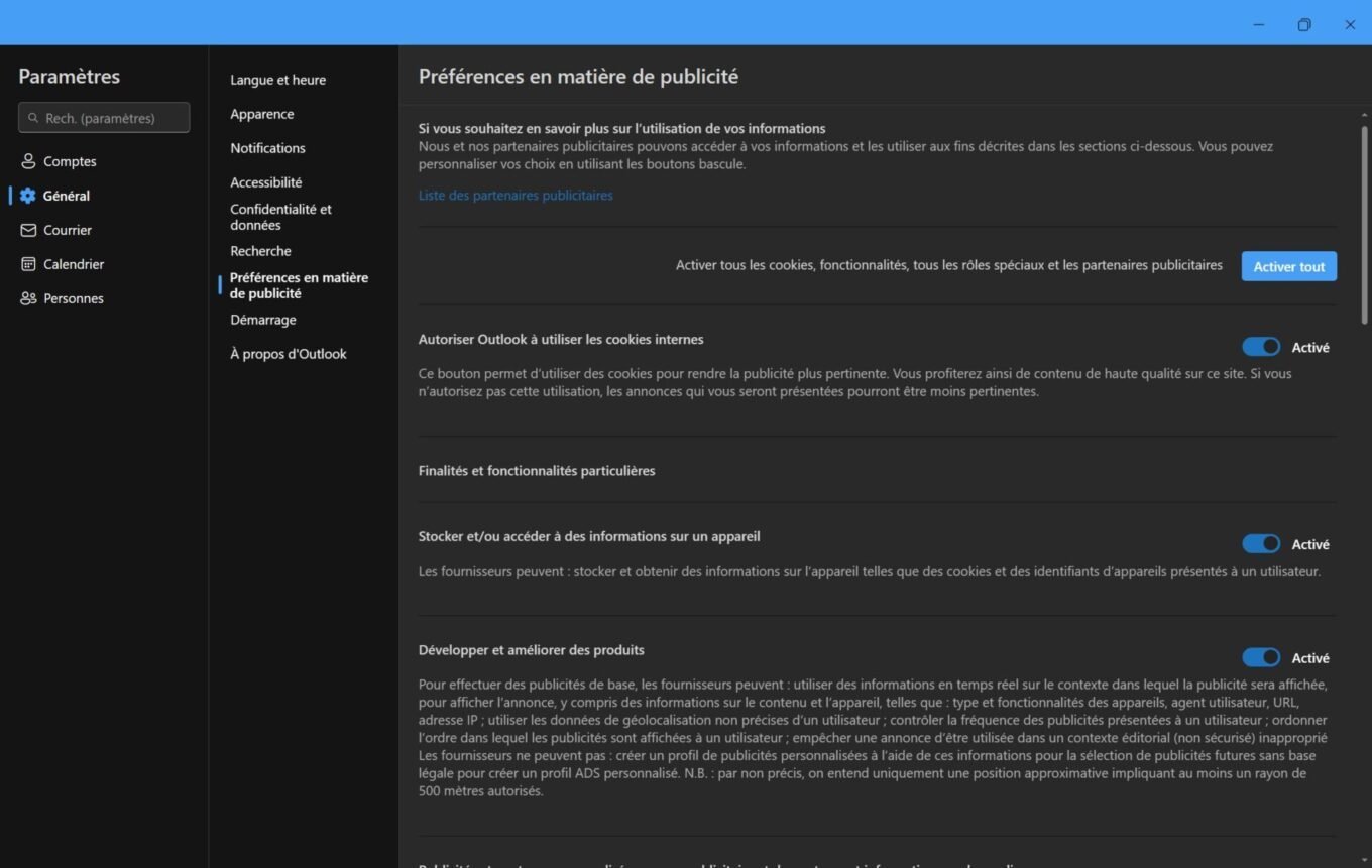 Microsoft Outlook Publicité Aspirateur à Données Personnelles1