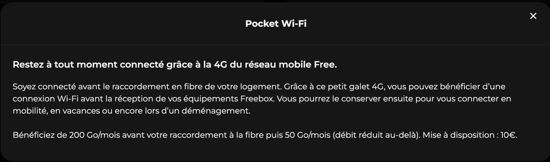 Conditions Pocket Wi Fi Freebox Ultra