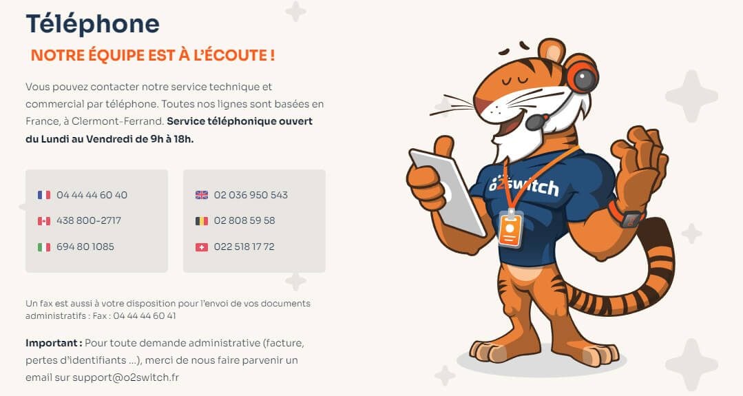 Support Téléphonique O2switch