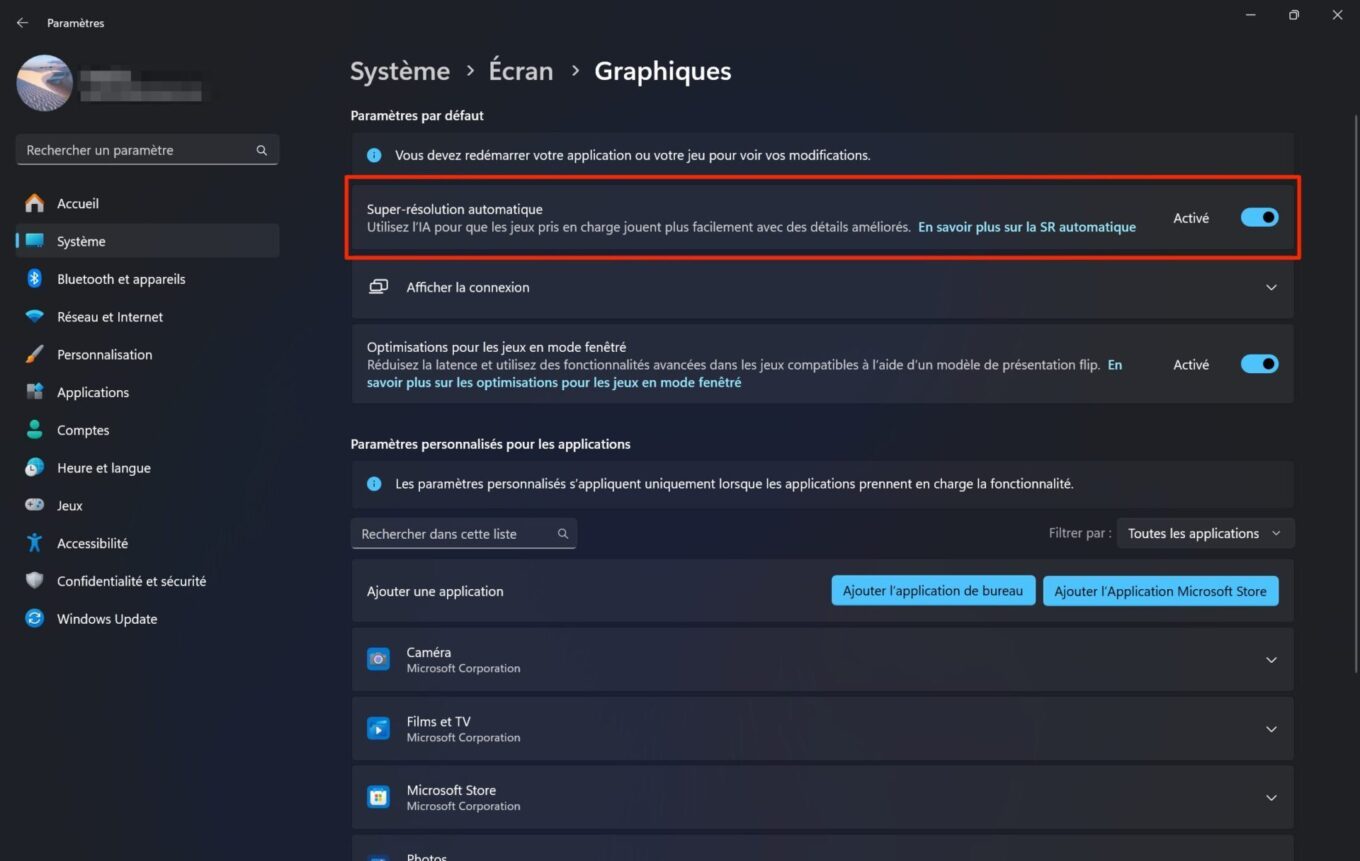Windows 11 Super Résolution Automatique