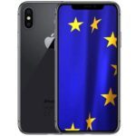 Le drapeau européen sur l'écran d'un iPhone, d'Apple.