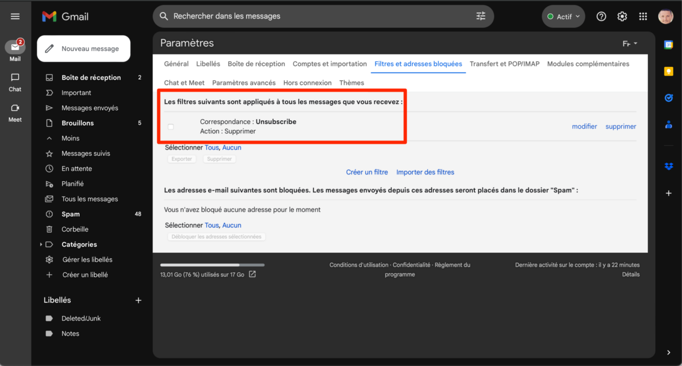Gmail Filtres Règles B 3 2