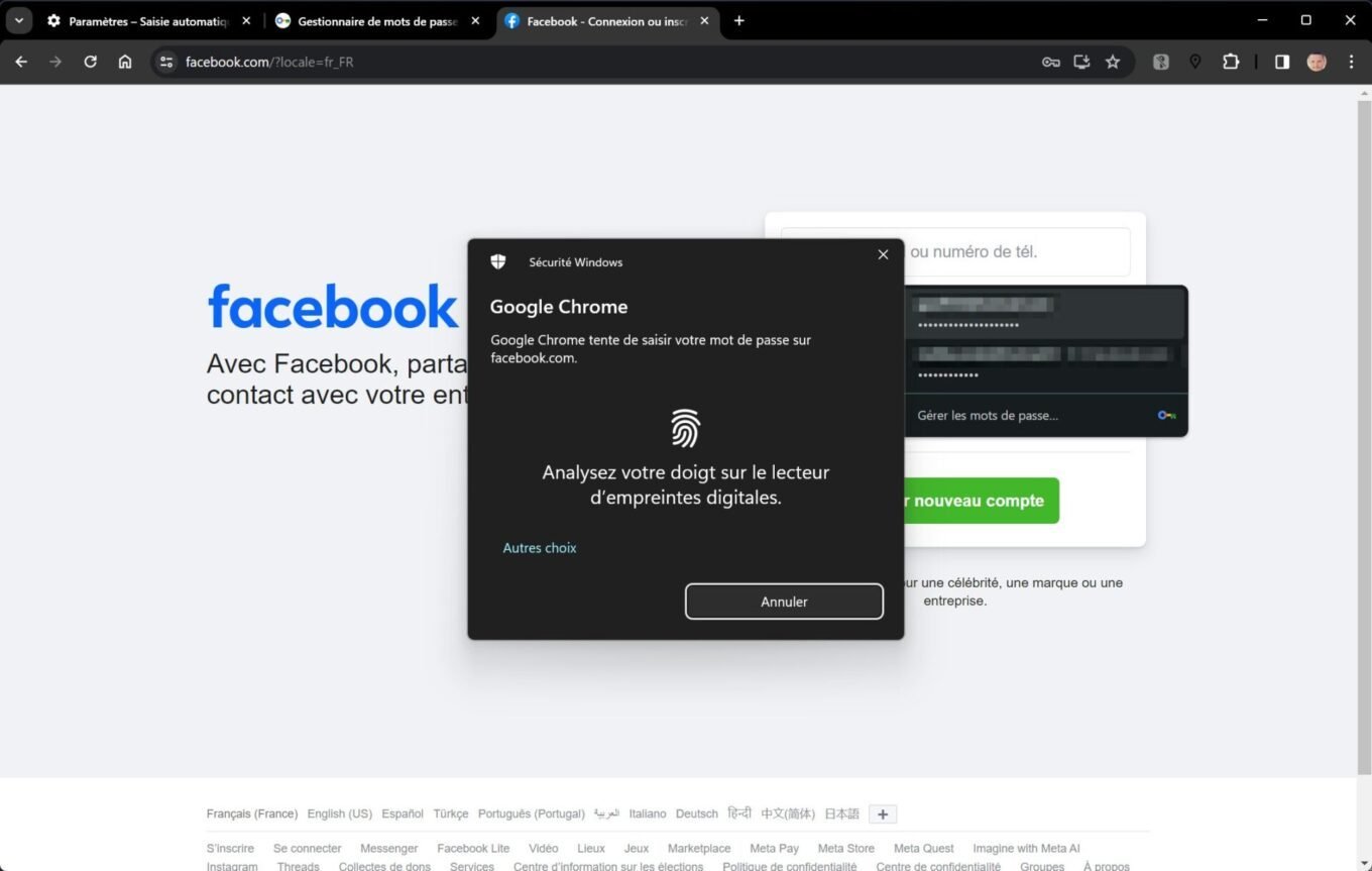Google Chrome Mots De Passe Windows Hello Touch Id5