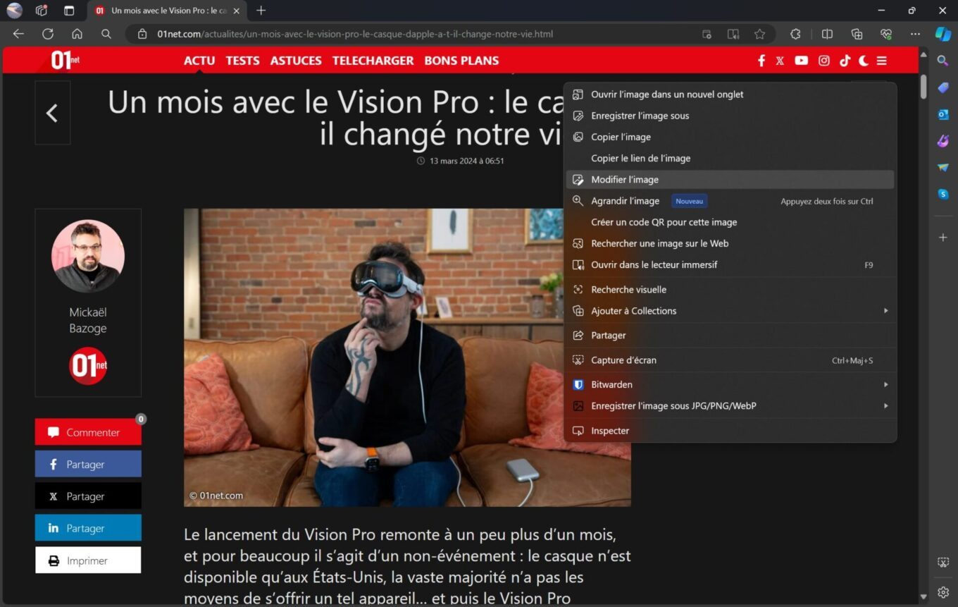 Microsoft Edge Modifier L'image