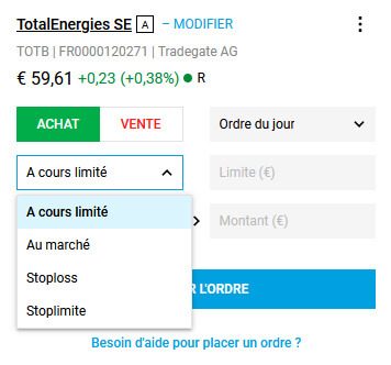 Ordre Achat Action Bourse