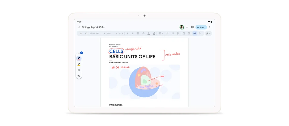 Annotations Google Docs Pixel Tablet