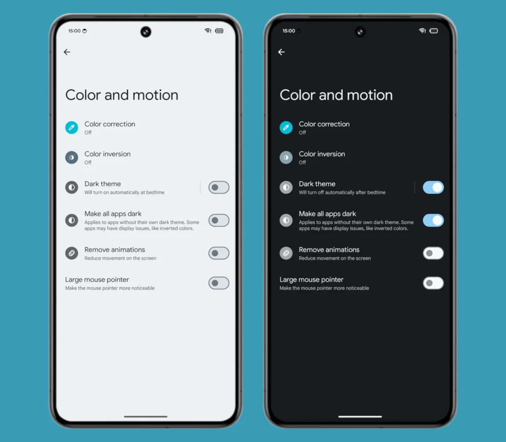 Android 15 Forcer Dark Mode