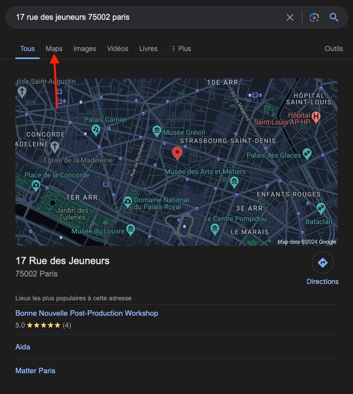 Google Maps recherche google