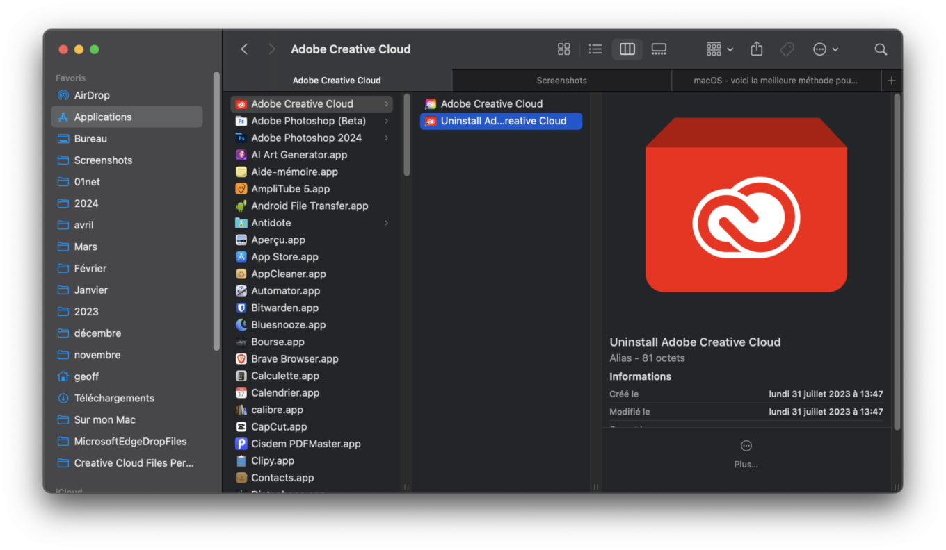Désinstalleur Creative Cloud