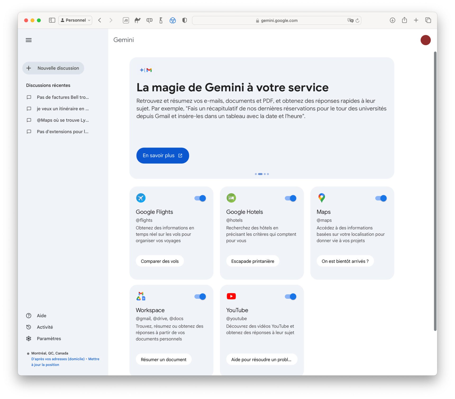 Gemini Google Extensions