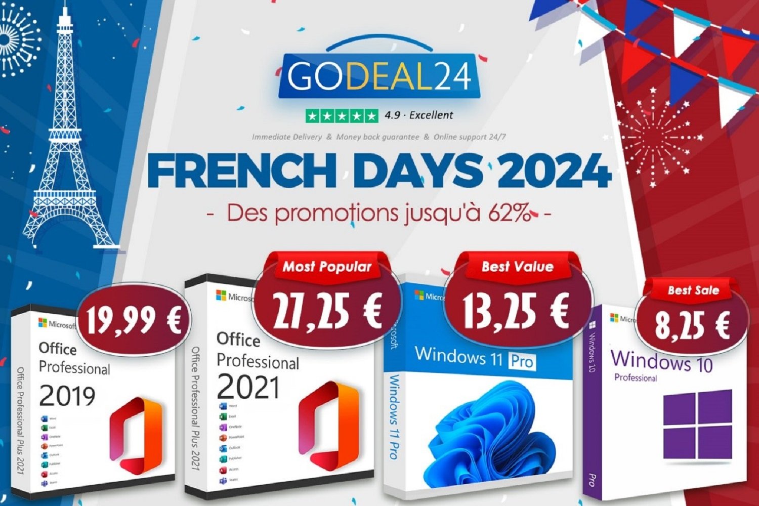 Économisez un max lors des French Days 2024 : Microsoft Office 2021 et Windows 11 à vie à partir de seulement 10 €