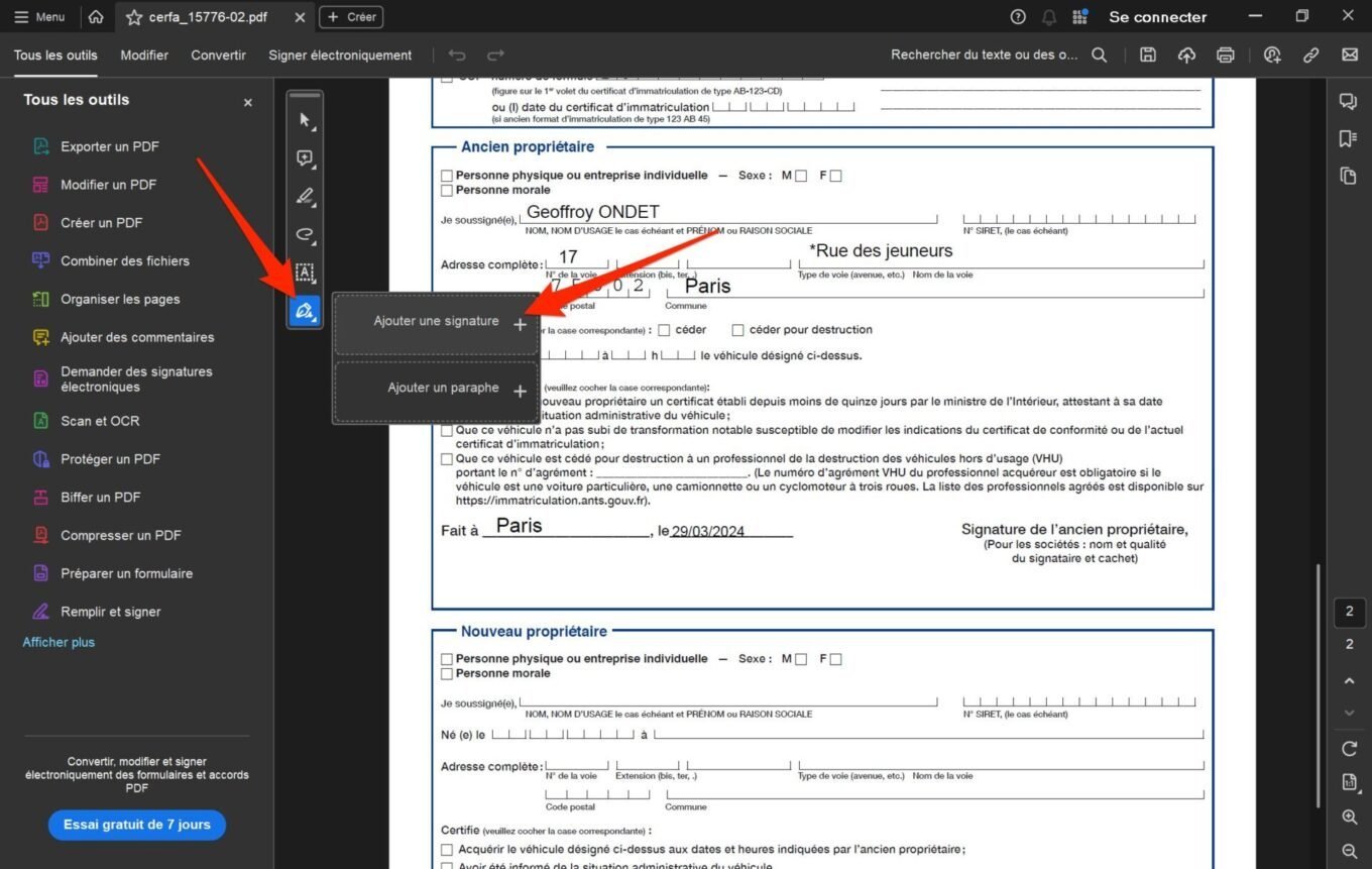 Remplir Et Signer Un Pdf Windows7